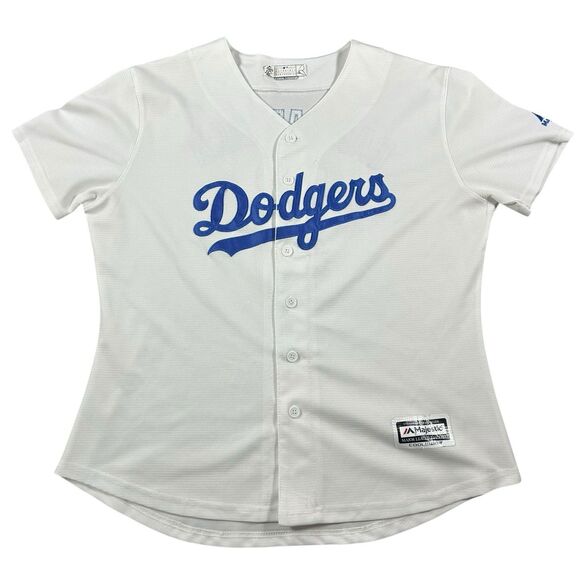 Los Angeles Dodgers Women’s XL Majestic Jersey #12 GARCIAPARRA White Cool Base - Picture 1 of 11